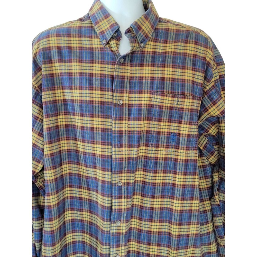 Twenty X Mens Shirt Large Western Cowboy Plaid Button-Up Shirt Long Sleeve Cotto